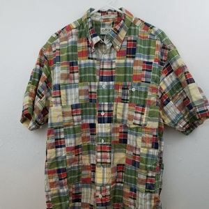 Orvis Patchwork Quilt Short Sleeve Shirt Large